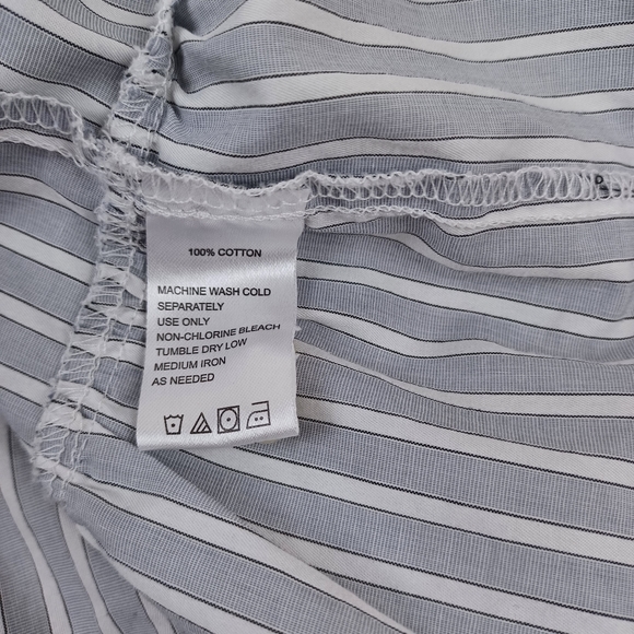 Trovata Birds Of Paradis Striped Peplum SZ XS Top Button Collared Cotton Preppy - Picture 8 of 9